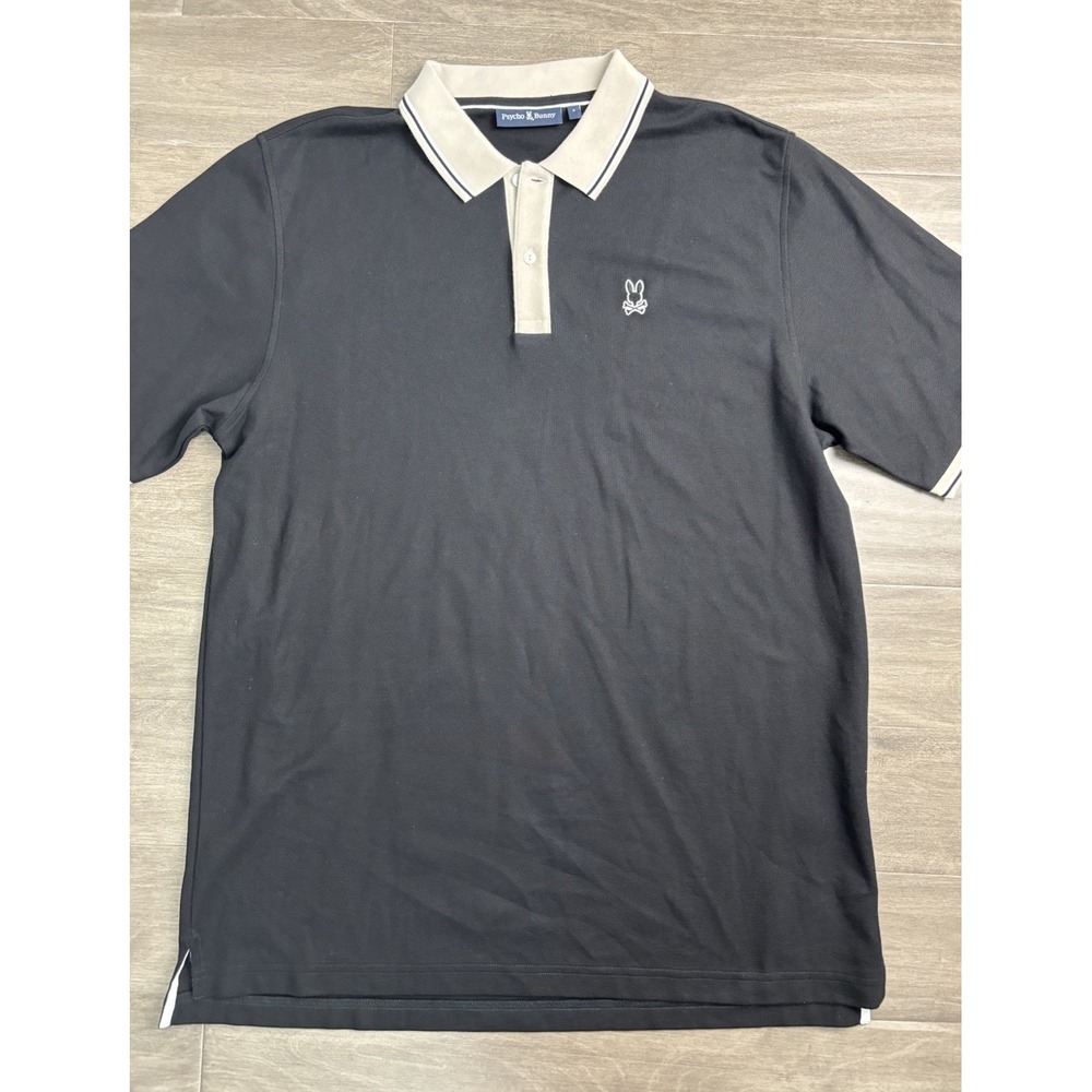 Psycho Bunny Polo Shirt Pima Cotton Mens Size 8 Black Short Sleeve Pique